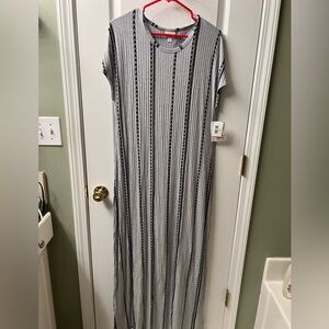 LuLaRoe Black and Gray Striped Maxi Dress